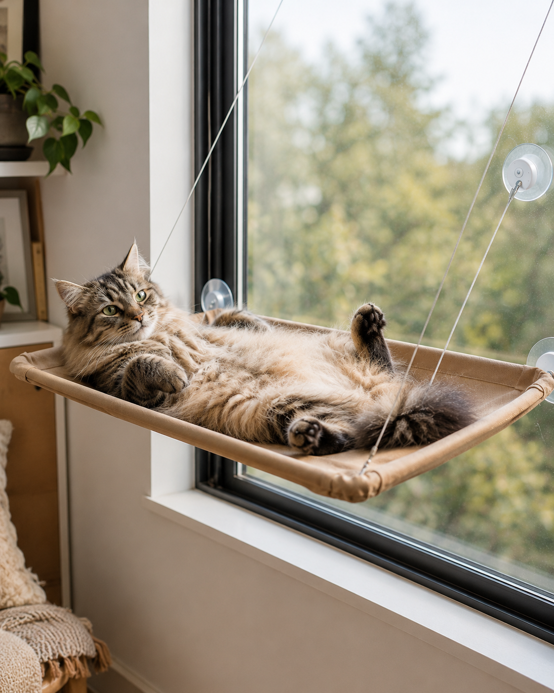 Hamaca Colgante para Gatos — Cama de Ventana con Ventosas