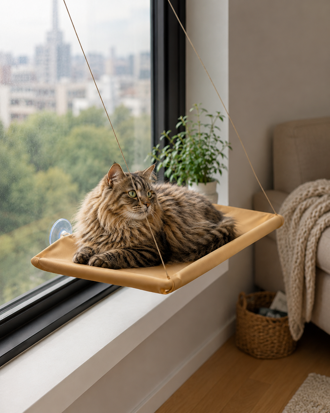 Hamaca Colgante para Gatos — Cama de Ventana con Ventosas